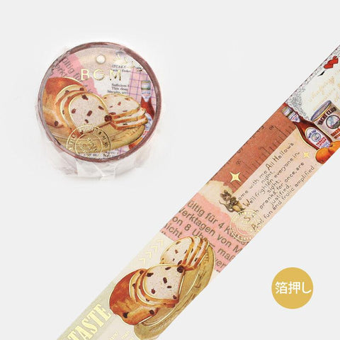 BGM Washi Tape 30mm Masking Tape Foil Stamping - Sweetness Romance | papermindstationery.com | 30mm Washi Tapes, Bakery, BGM, Cafe, New Arrival