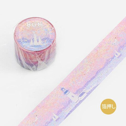 BGM Washi Tape 30mm Masking Tape Foil Stamping - Dot Painting Pink Seaside | papermindstationery.com | 30mm Washi Tapes, BGM, Washi Tapes
