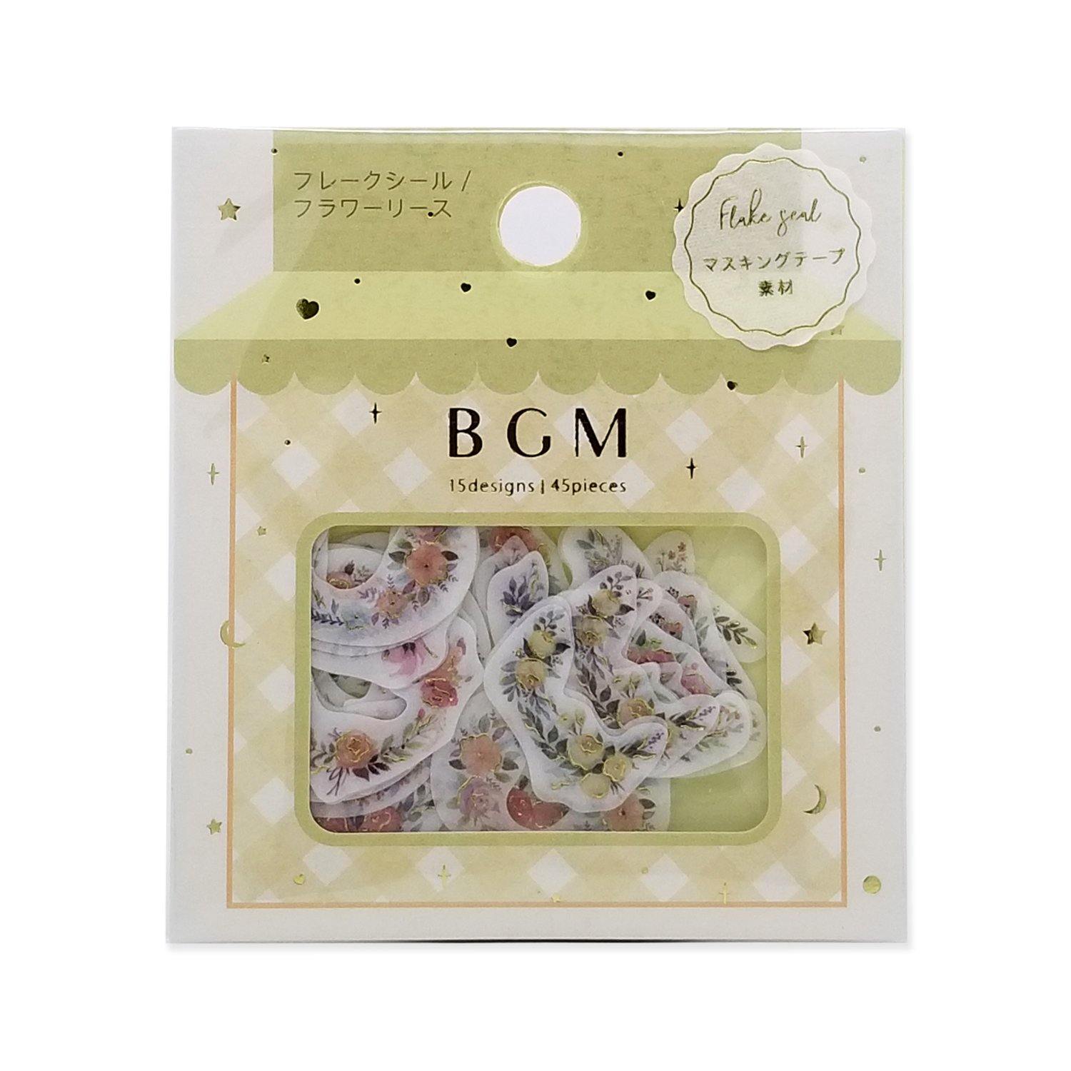 BGM Washi Sticker Flake SEAL Foil Stamping - Flower & Frame | papermindstationery.com | BGM, Flake Stickers, Flower