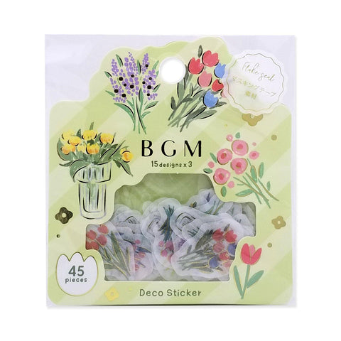 BGM Washi Sticker Flake SEAL Foil Stamping - Colorful Crayon Garden Flowers | papermindstationery.com | BGM, boxing, Flake Stickers, Flower, sale