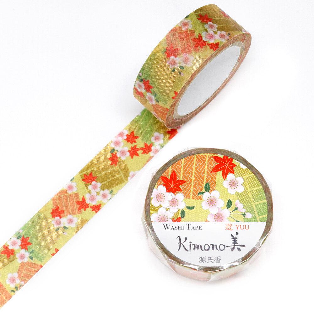 Wide Various Cherry Blossoms Kimono Washi Tape Sakura Floral Gold