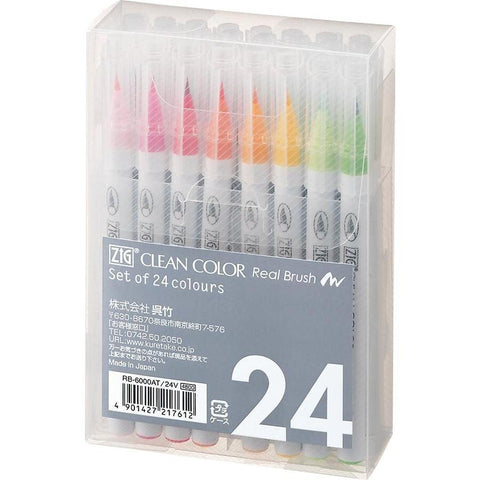 KURETAKE Zig Clean Color Real Brush Pen 24 Color Set | papermindstationery.com | Brush Pens, KURETAKE, Writing Tools