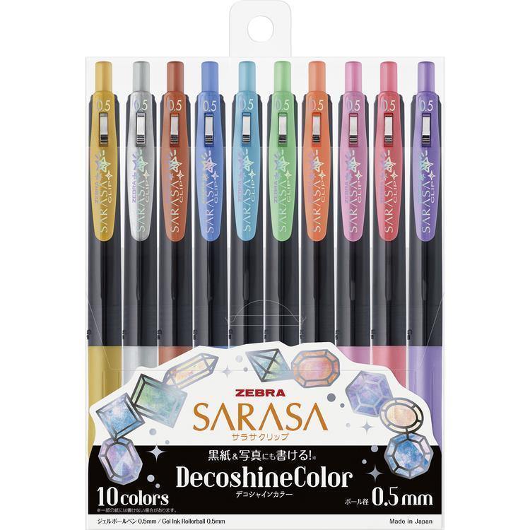 Zebra Sarasa Clip Deco Shine Gel Pens 10 Color Set – Papermind Stationery