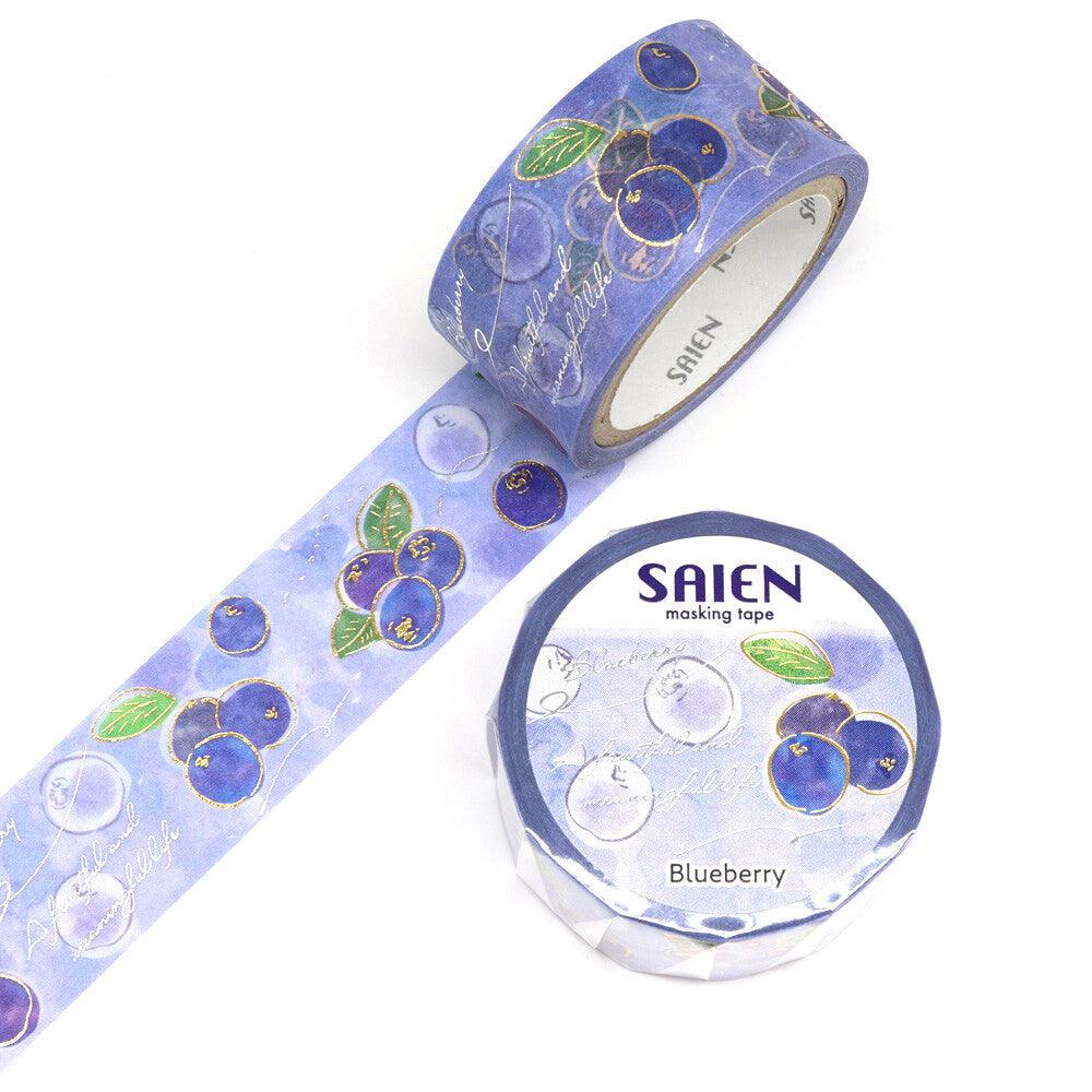 Kamiiso Saien Washi Tape 20mm Masking Tape Foil Stamping - Lovely Blueberry