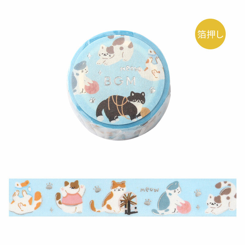 BGM Washi Tape 15mm Masking Tape Foil Stamping - Lovely Meow Cat