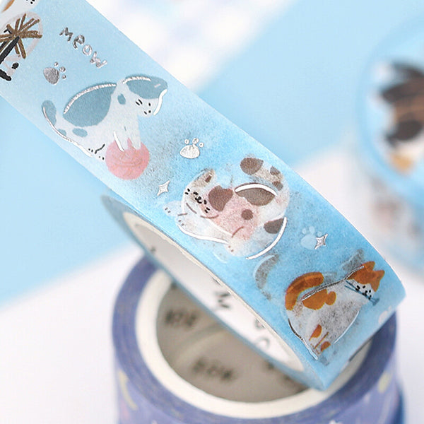 BGM Washi Tape 15mm Masking Tape Foil Stamping - Lovely Meow Cat