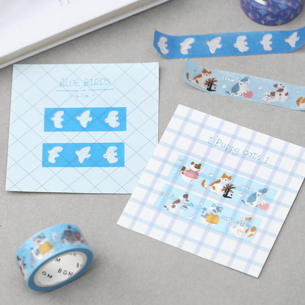 BGM Washi Tape 15mm Masking Tape Foil Stamping - Lovely Meow Cat