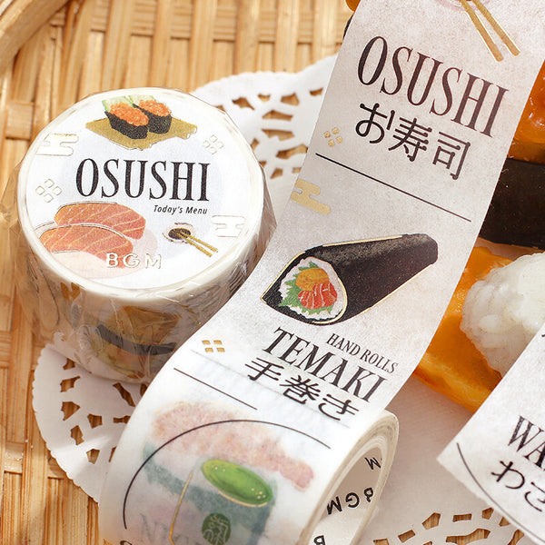 BGM Washi Tape 30mm Masking Tape Foil Stamping - Today's Menu Japanese Sushi