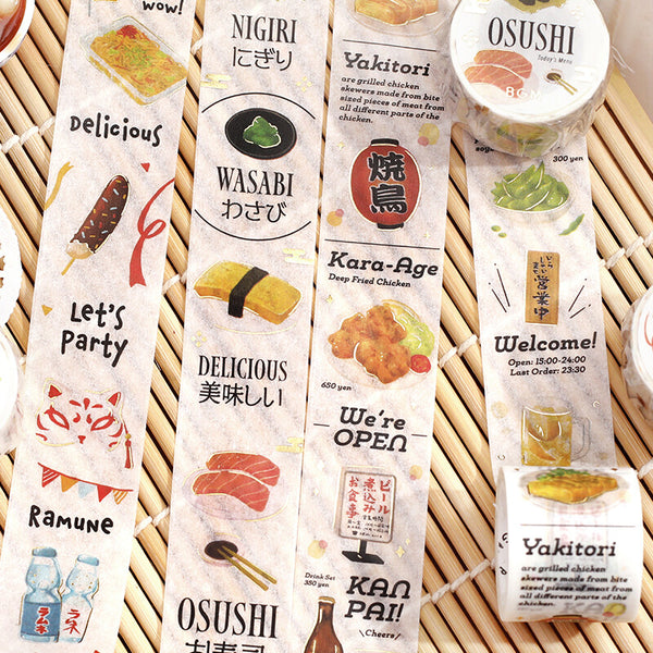 BGM Washi Tape 30mm Masking Tape Foil Stamping - Today's Menu Japanese Sushi