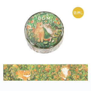 BGM Washi Tape 20mm Masking Tape Foil Stamping - Flowers & Cats Orange Blossom