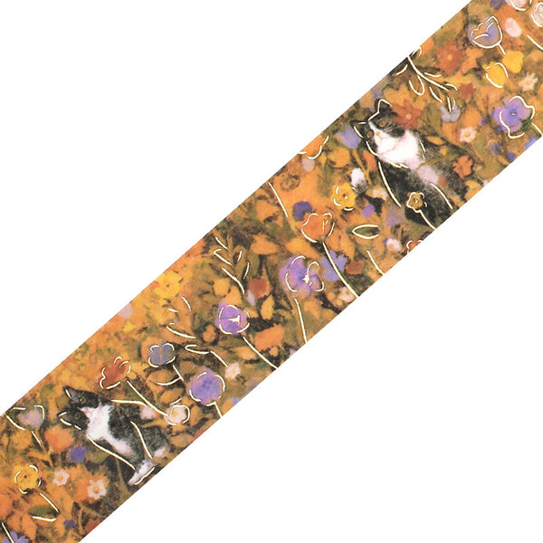 BGM Washi Tape 20mm Masking Tape Foil Stamping - Flowers & Cats Autumn Blossom