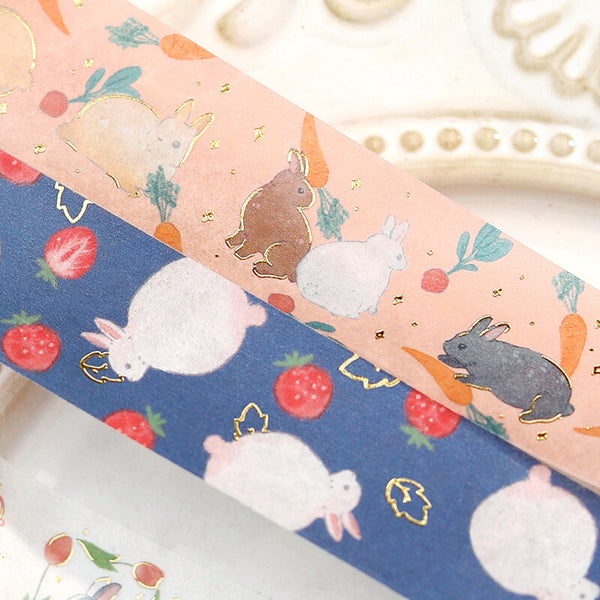 BGM Washi Tape 20mm Masking Tape Foil Stamping - Rabbit Country Strawberry