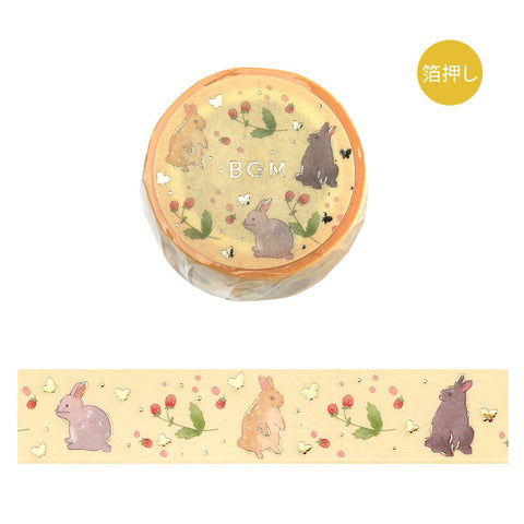 BGM Washi Tape 20mm Masking Tape Foil Stamping - Rabbit Country Raspberry