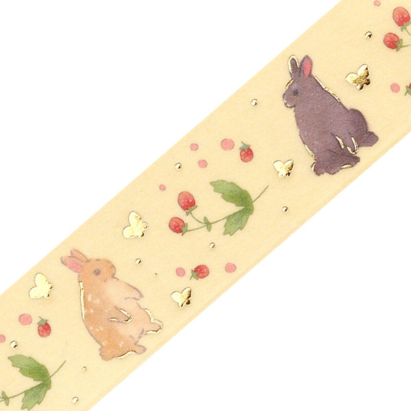 BGM Washi Tape 20mm Masking Tape Foil Stamping - Rabbit Country Raspberry