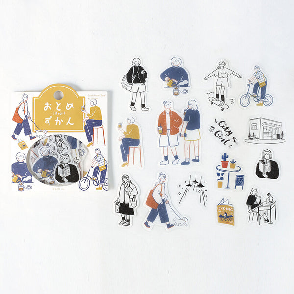 BGM Washi & Clear Sticker Flake SEAL Foil Stamping - Illustrated City Girls