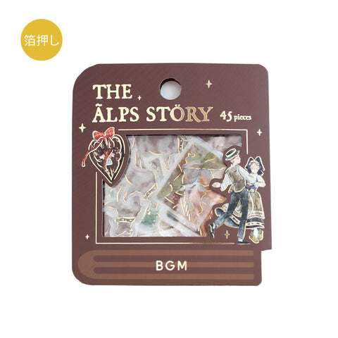 BGM Washi Sticker Flake SEAL Foil Stamping - The Alps Story Brown