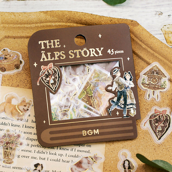 BGM Washi Sticker Flake SEAL Foil Stamping - The Alps Story Brown