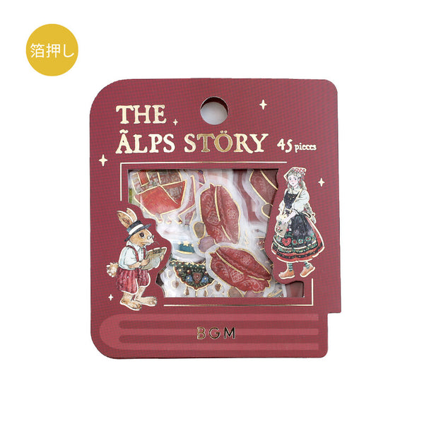 BGM Washi Sticker Flake SEAL Foil Stamping - The Alps Story Red