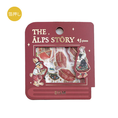 BGM Washi Sticker Flake SEAL Foil Stamping - The Alps Story Red