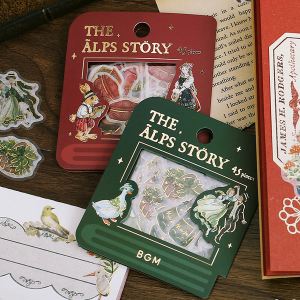 BGM Washi Sticker Flake SEAL Foil Stamping - The Alps Story Green