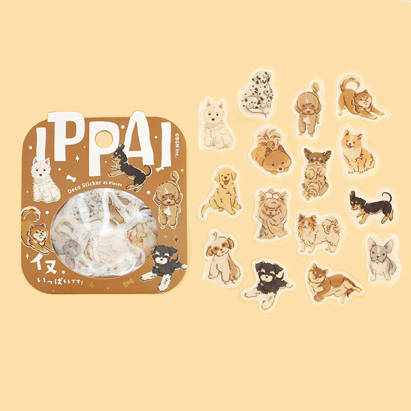 BGM Washi Sticker Flake SEAL Foil Stamping - Ippai Lots of Dogs