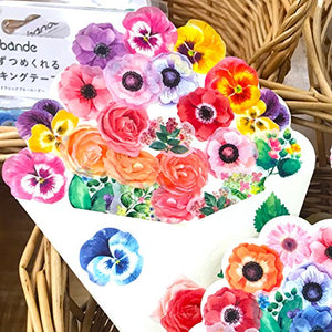 Create a flower bouquet card with Bande Washi Roll Sticker