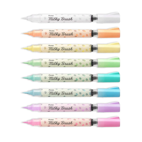 Pentel Milky Blush Brush Pen 8 Pastel Color Set GFH-P8ST