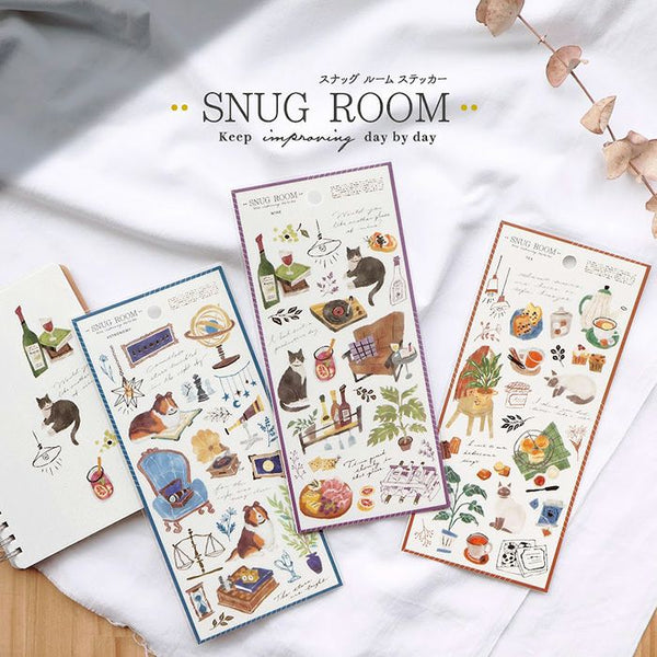 Mind Wave Sticker Sheet - Snug Room Cat & Wine 82079