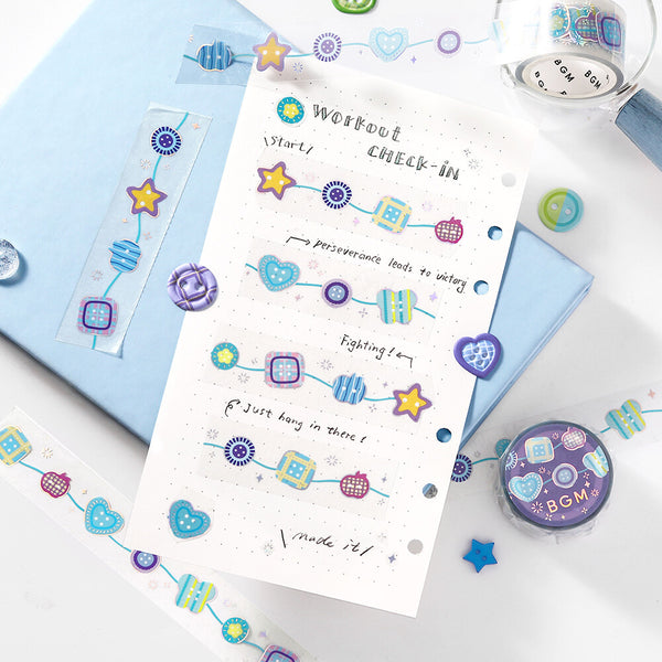BGM 20mm Foil Stamp Clear Tape "Life" Colorful Buttons (Pack of 4) | papermindstationery.com