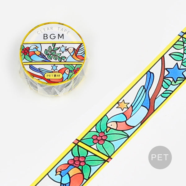 BGM 20mm Clear Tape "Stained Glass" Vol 1 Birds and Plants (Pack of 4) | papermindstationery.com