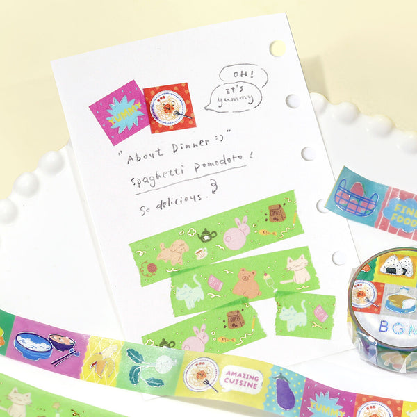 BGM 15mm Foil Stamp Washi Tapes "Life" Animal Carnival (Pack of 4) | papermindstationery.com
