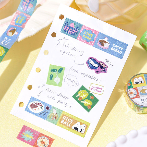 BGM 15mm Foil Stamp Washi Tapes "Life" Pop Food (Pack of 4) | papermindstationery.com