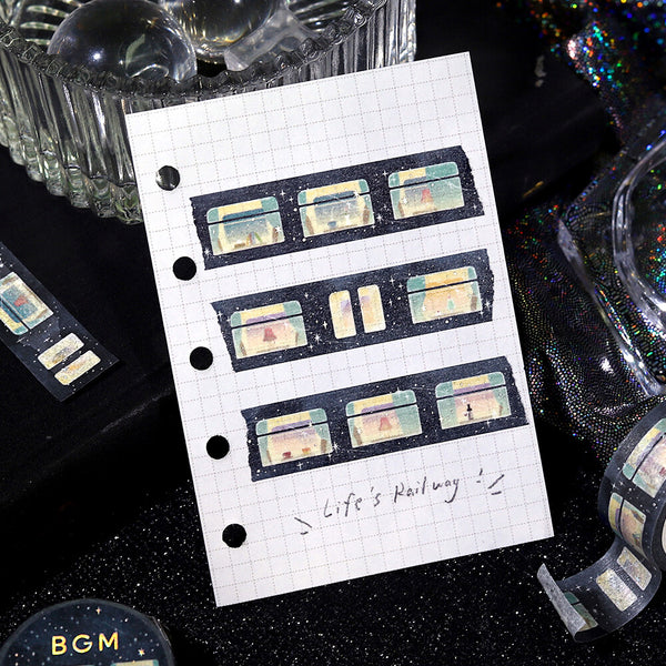 BGM 15mm Foil Stamp Washi Tapes "Life" Sleeper train in the stars (Pack of 4) | papermindstationery.com