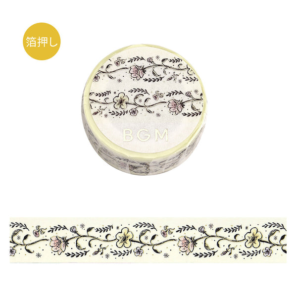 BGM 15mm Foil Stamp Washi Tapes "Life" Flower sketch (Pack of 4) | papermindstationery.com