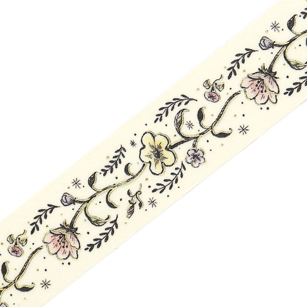 BGM 15mm Foil Stamp Washi Tapes "Life" Flower sketch (Pack of 4) | papermindstationery.com