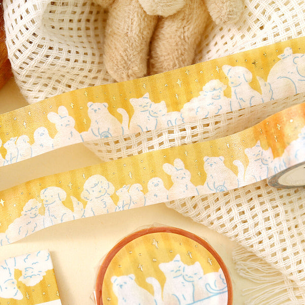 BGM 15mm Foil Stamp Washi Tapes "Life" Animal Hiyori (Pack of 4) | papermindstationery.com