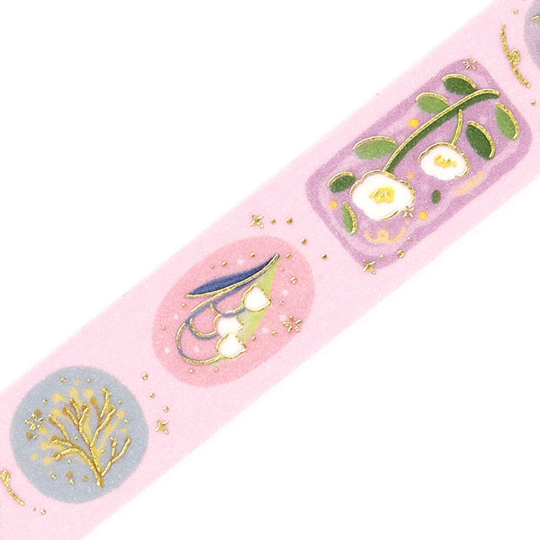 BGM 15mm Foil Stamp Washi Tapes "Life" Flower Brooch (Pack of 4) | papermindstationery.com