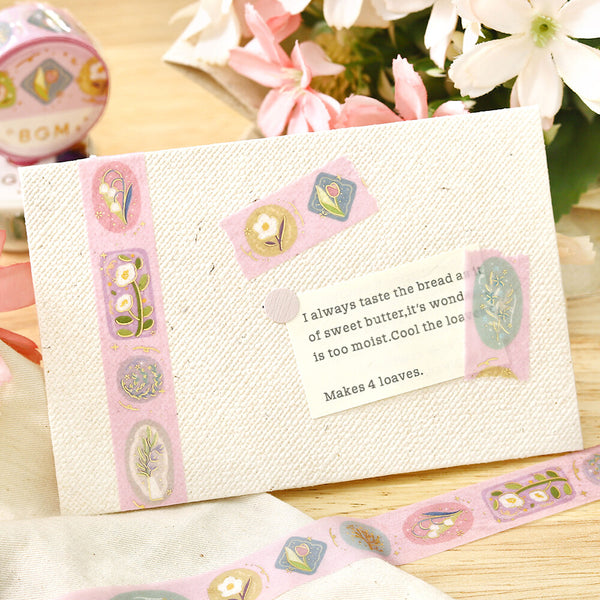 BGM 15mm Foil Stamp Washi Tapes "Life" Flower Brooch (Pack of 4) | papermindstationery.com