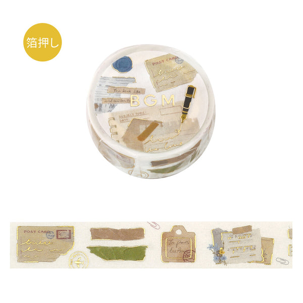 BGM 15mm Foil Stamp Washi Tapes "Life" collage fragments (Pack of 4) | papermindstationery.com