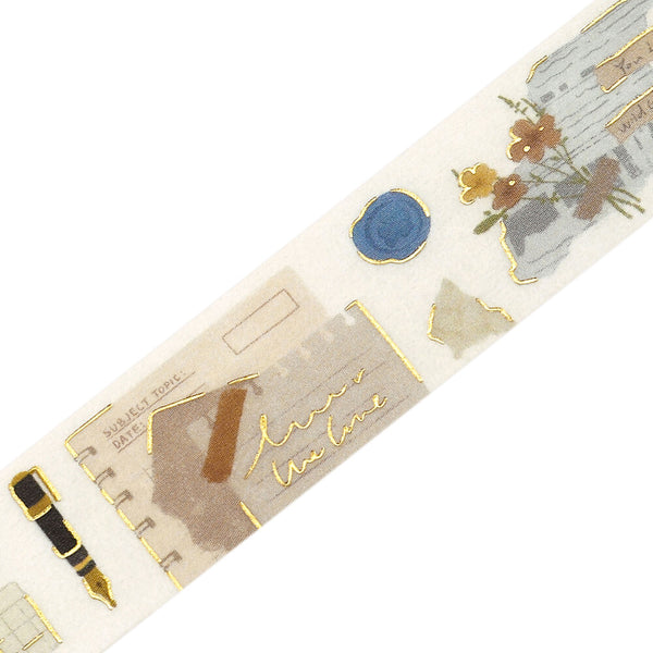 BGM 15mm Foil Stamp Washi Tapes "Life" collage fragments (Pack of 4) | papermindstationery.com
