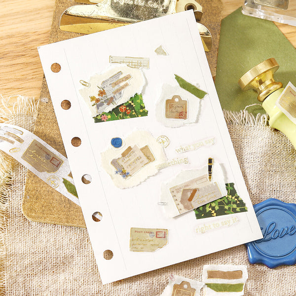 BGM 15mm Foil Stamp Washi Tapes "Life" collage fragments (Pack of 4) | papermindstationery.com