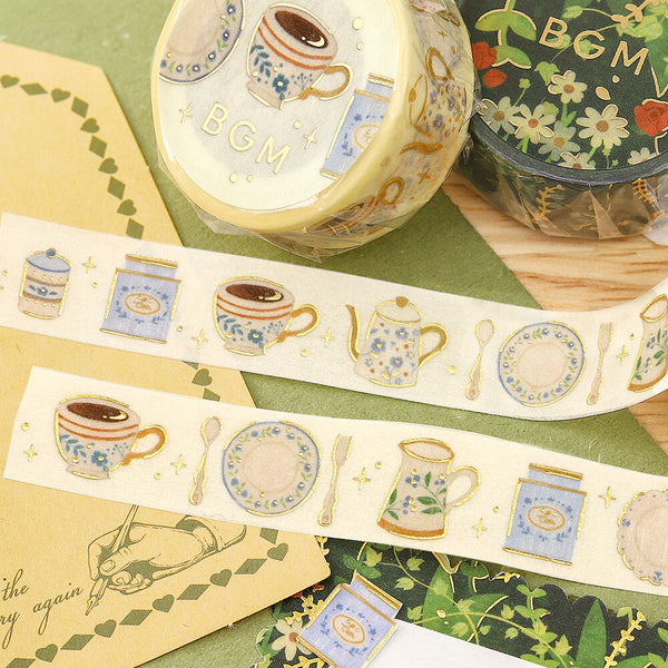 BGM 15mm Foil Stamp Washi Tapes "Life" Afternoon Tea Set (Pack of 4) | papermindstationery.com