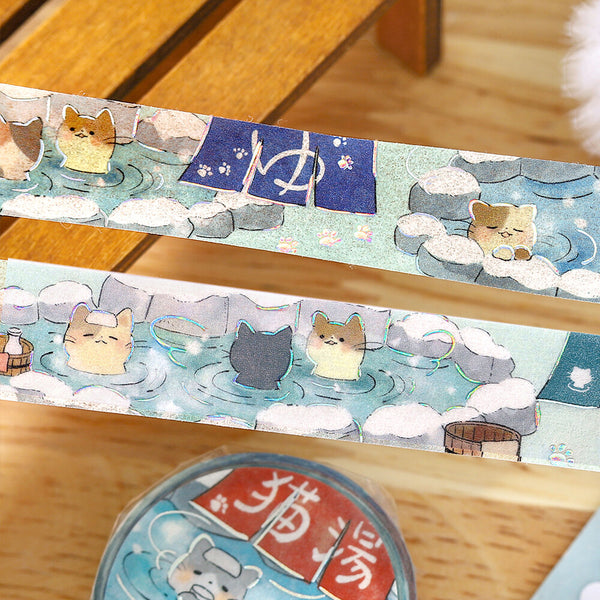 BGM 15mm Foil Stamp Washi Tapes "Life" Cat Bath (Pack of 4) | papermindstationery.com