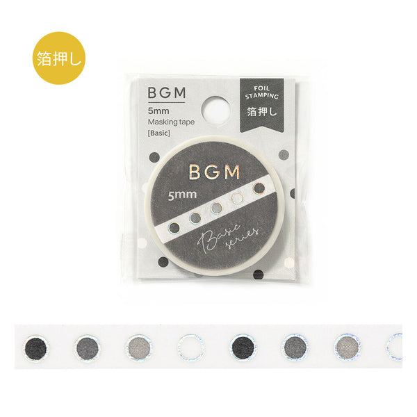 BGM 5mm Foil Stamp Washi Tapes "Life" Basic Circle (Pack of 10) | papermindstationery.com