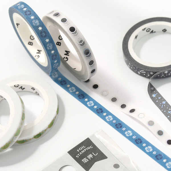 BGM 5mm Foil Stamp Washi Tapes "Life" Basic Circle (Pack of 10) | papermindstationery.com