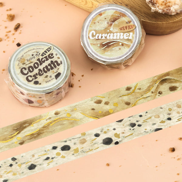 BGM 15mm Foil Stamp Washi Tapes "We Love ICE" Caramel (Pack of 4) | papermindstationery.com