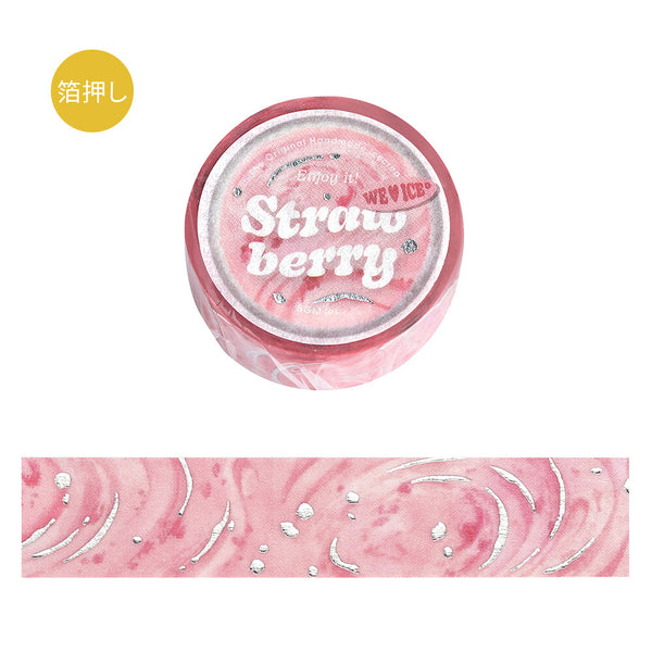 BGM 15mm Foil Stamp Washi Tapes "We Love ICE" Strawberry (Pack of 4) | papermindstationery.com