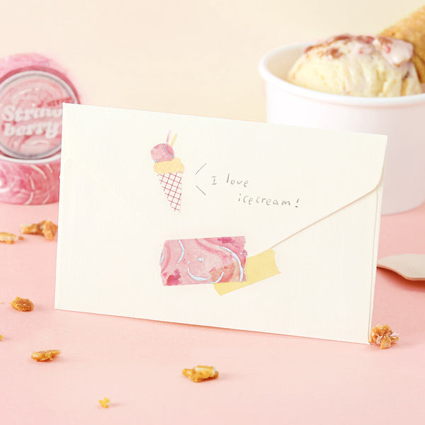 BGM 15mm Foil Stamp Washi Tapes "We Love ICE" Strawberry (Pack of 4) | papermindstationery.com