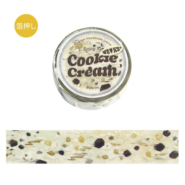 BGM 15mm Foil Stamp Washi Tapes "We Love ICE" Cookie Cream (Pack of 4) | papermindstationery.com