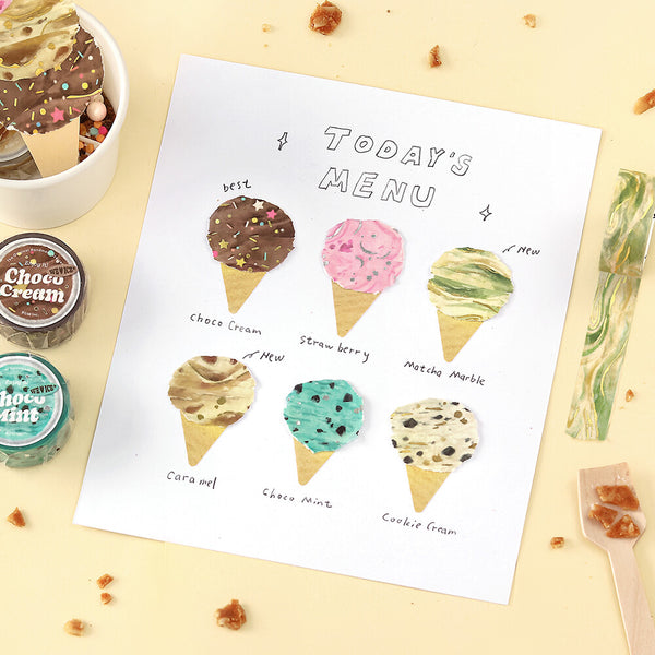 BGM 15mm Foil Stamp Washi Tapes "We Love ICE" Chocolate Cream (Pack of 4) | papermindstationery.com